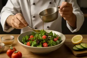 Dressare l’insalata come uno chef: il procedimento che distribuisce davvero sapori e aromi